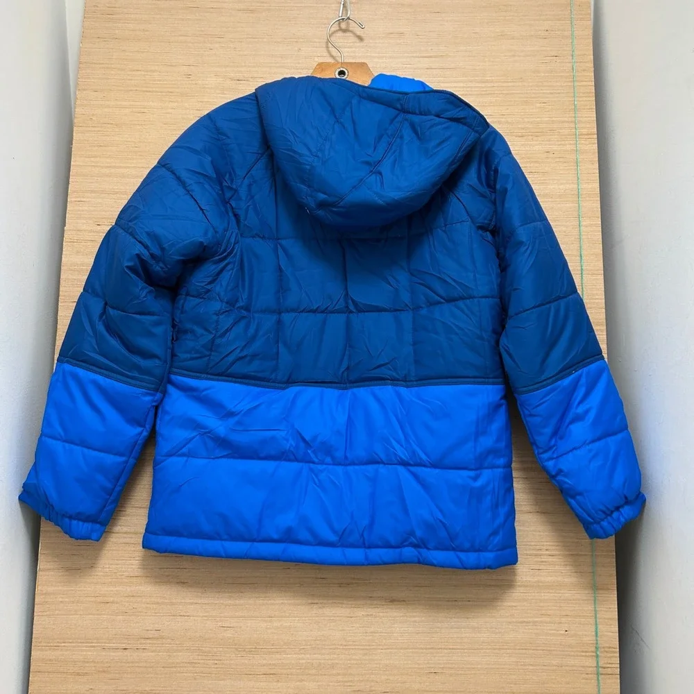 Columbia Youth Large 14/16 Blue Colorblock Hooded Puffer Jacket Insulated Coat